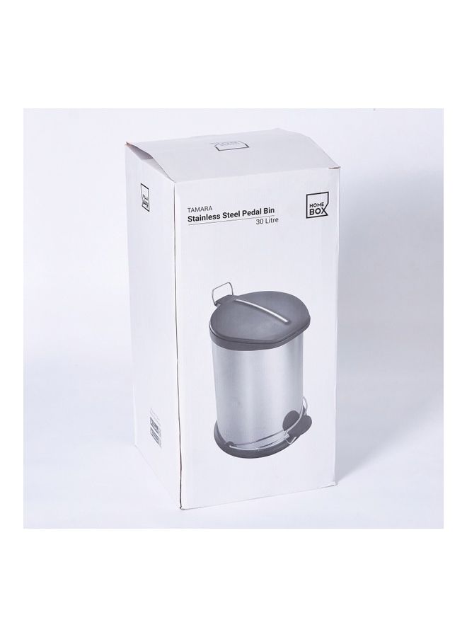 Home Box Tamara Stainless Steel Plain Pedal Bin with Plastic Bucket And Lid Silver/Black 30Liters - Image 5