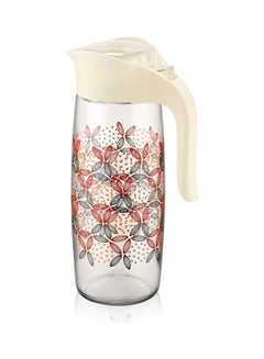 Oval Patterned 1600cc Water Pitcher with Lid Easy Clean Heat Resistant Glass Jug Beige - v1641211586/N52342732A_1