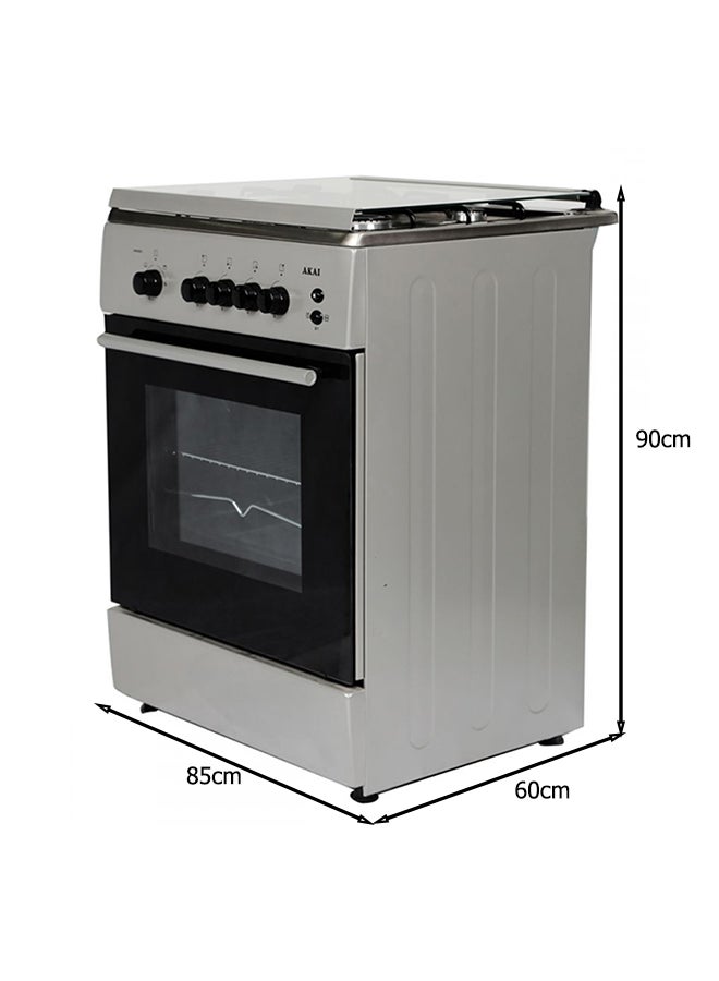 AKAI - Electric Freestanding Gas Range Cooker With 4-Burners Crma606sc Silver/Black - Image 1