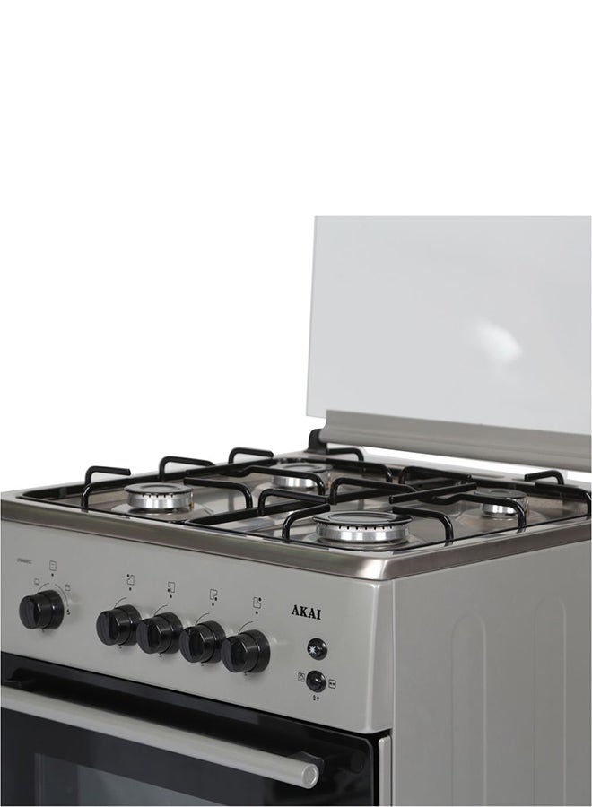 AKAI - Electric Freestanding Gas Range Cooker With 4-Burners Crma606sc Silver/Black - Image 1