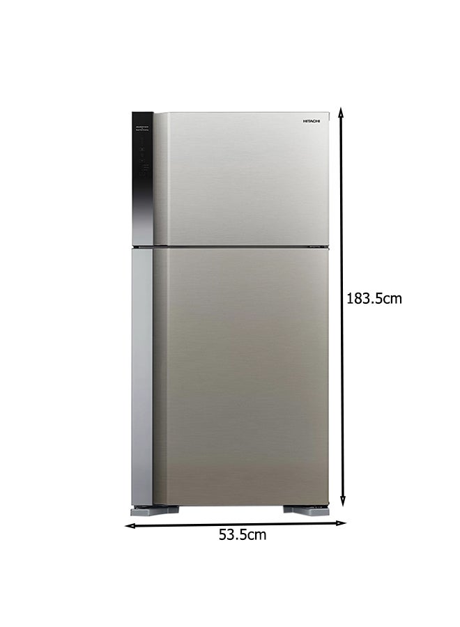 HITACHI - 760L Gross Top Mount Double Door Refrigerator, 10 Year Warranty on Inverter Compressor, 2 Doors Fridge, Dual Fan Cooling, Touch Screen Control, Movable Twist Ice Tray-1 Year Warranty RV760PUK7KBSL Silver - Image 1