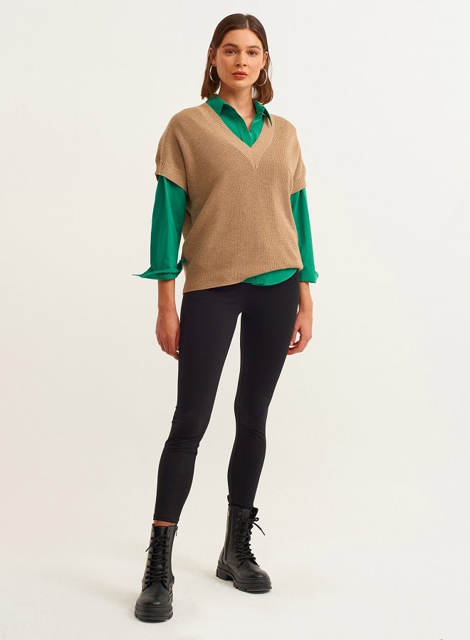 OXXO V-Neck Slipover Cocoa Creme Melange  - Image 2