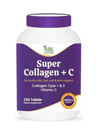 Super Collagen With Vitamin C for Hair, Skin, Nails & Joints – 6000MG - 250 Tablets - v1641273717/N52343621A_1