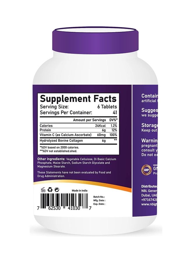 NBL Natural - Super Collagen With Vitamin C for Hair, Skin, Nails & Joints – 6000MG - 250 Tablets - Image 1