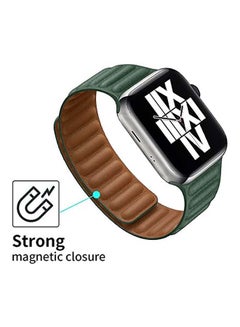 Dado Leather Magnetic Loop Strap For Apple Watch Series 7 /6/5/4/3/SE 45/44/42mm Green  - Image 1