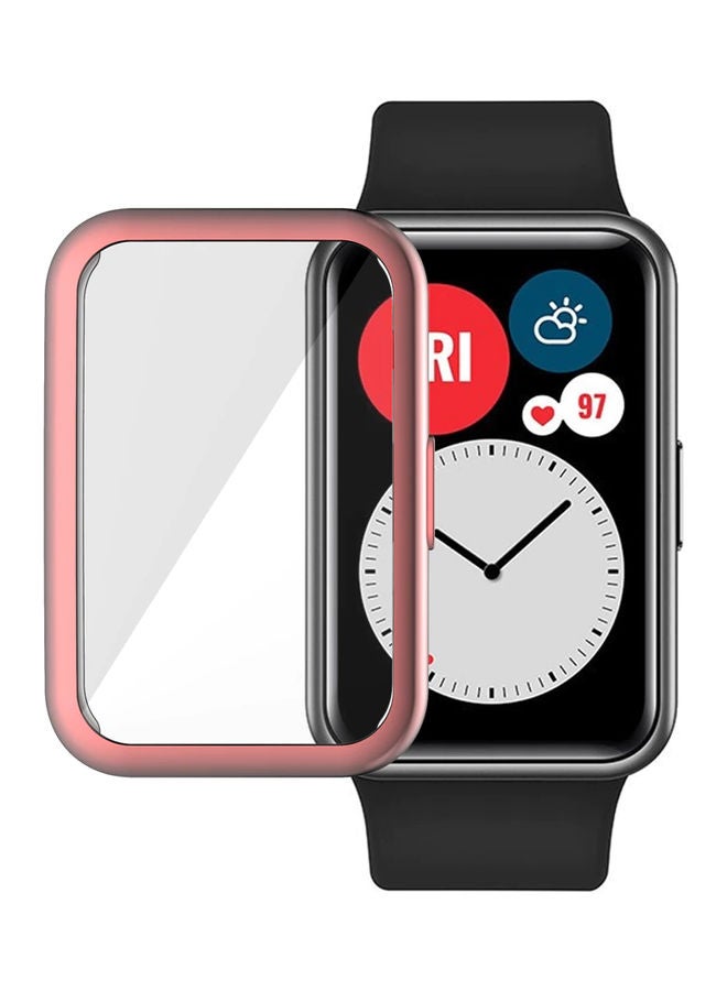 Techshare Anti-Scratch Protective TPU Case For Huawei Watch Fit Pink/Clear  - Image 2
