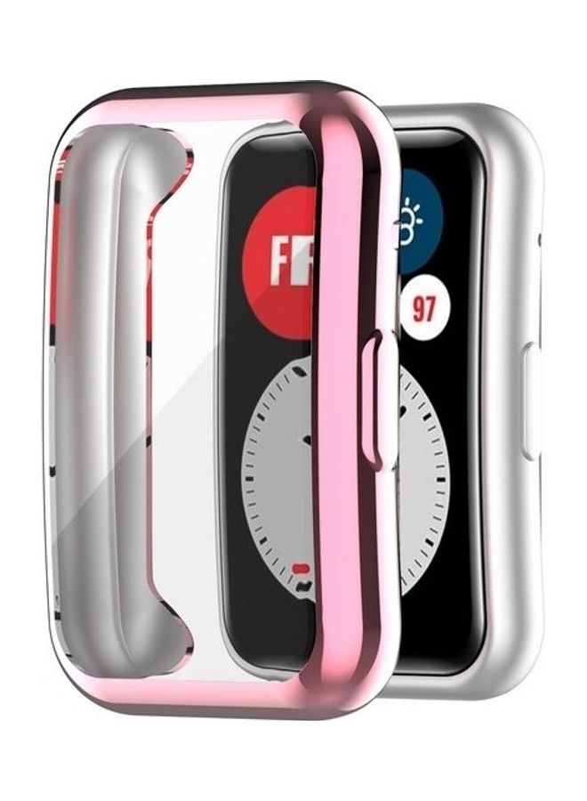 Techshare Anti-Scratch Protective TPU Case For Huawei Watch Fit Pink/Clear  - Image 3