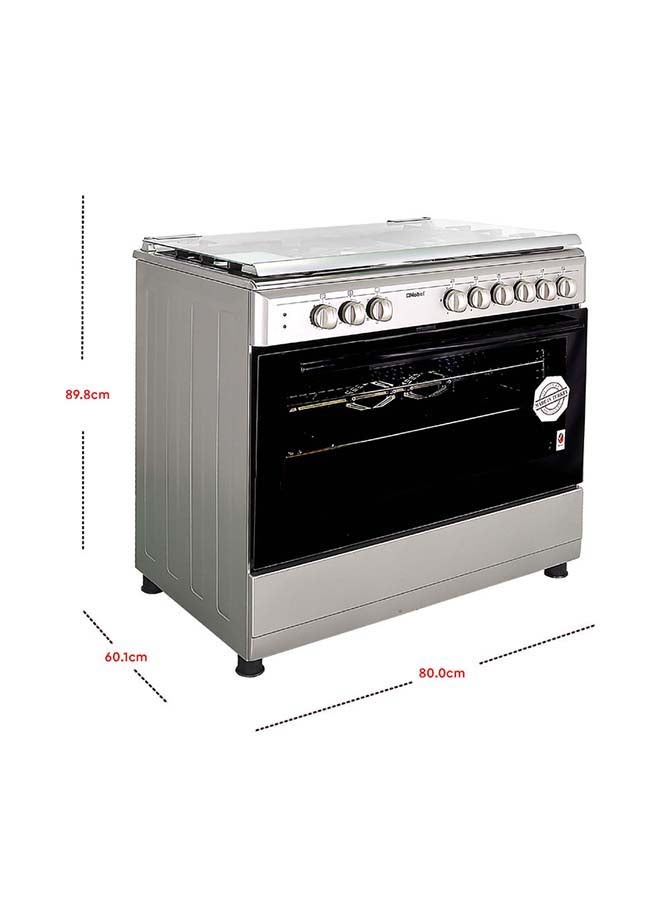 Nobel 90 x 60 Electric & Gas Cooker, 4 Gas Burner, 2 Hot Plate, Electric Grill & Electric Oven, 9 Knob Control, Auto Ignition, Glass Lid, Inner Light, Flame Failure Device Protection,  89.8 x 60.1 x 88 cm, Silver, Made In Turkey NGC9622 Silver  - Image 2