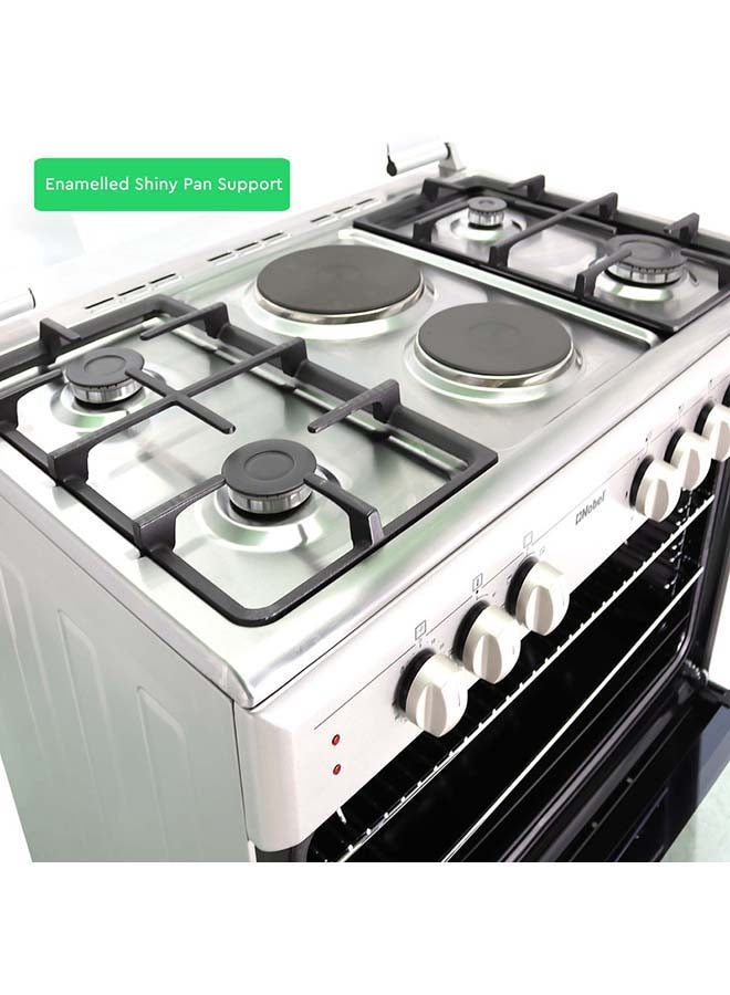 Nobel 90 x 60 Electric & Gas Cooker, 4 Gas Burner, 2 Hot Plate, Electric Grill & Electric Oven, 9 Knob Control, Auto Ignition, Glass Lid, Inner Light, Flame Failure Device Protection,  89.8 x 60.1 x 88 cm, Silver, Made In Turkey NGC9622 Silver  - Image 5