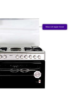 90 x 60 Electric & Gas Cooker, 4 Gas Burner, 2 Hot Plate, Electric Grill & Electric Oven, 9 Knob Control, Auto Ignition, Glass Lid, Inner Light, Flame Failure Device Protection,  89.8 x 60.1 x 88 cm, Silver, Made In Turkey NGC9622 Silver - v1641289895/N47540950A_6