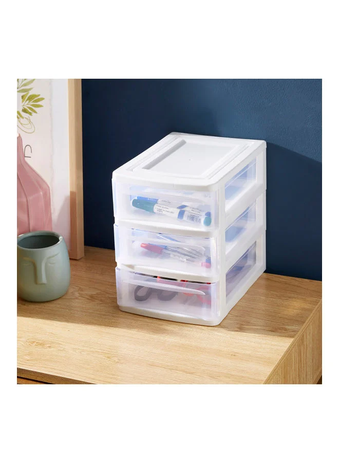 Home Box 3-Tier Tidy Desk Organizer With Drawers White