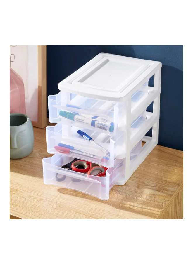 Home Box 3-Tier Tidy Desk Organizer With Drawers White