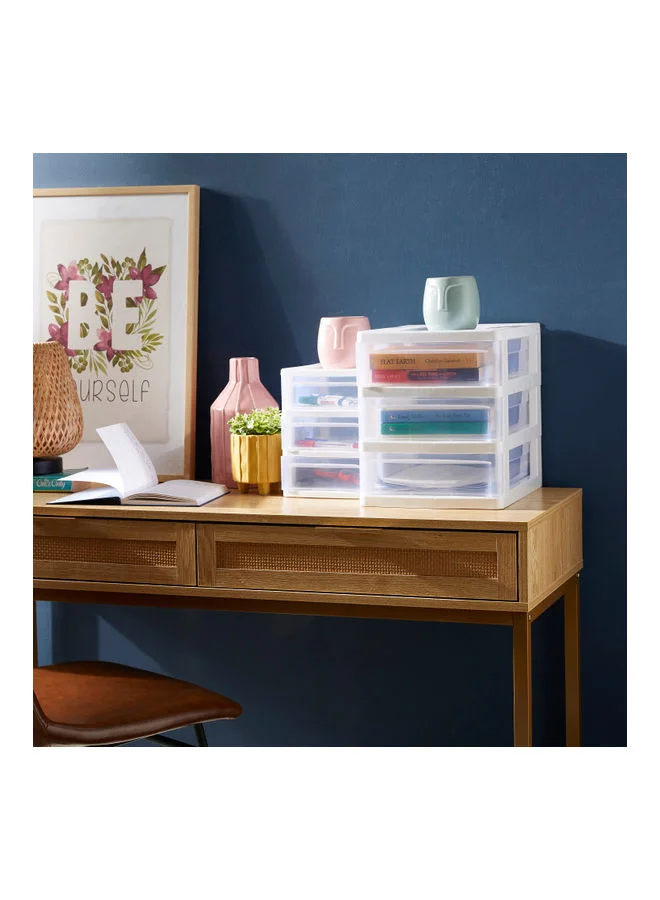 Home Box 3-Tier Tidy Desk Organizer With Drawers White
