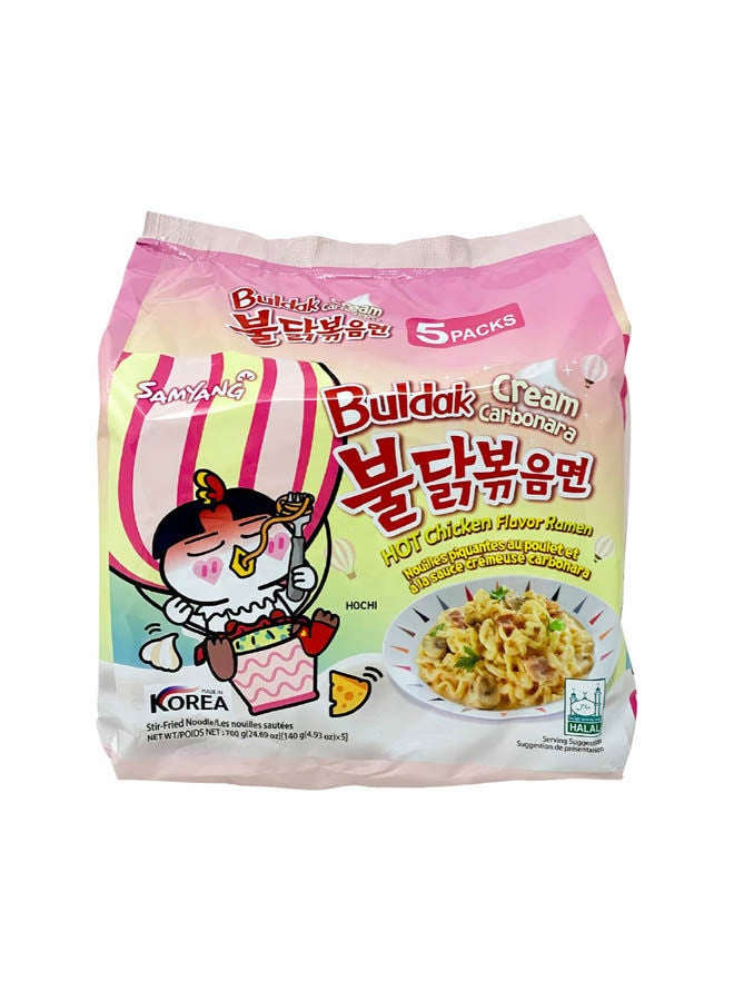 Samyang - Buldak Cream Carbonara Hot Chicken Flavor Korean Ramen Noodles  Pack Of 5 140grams - Image 1