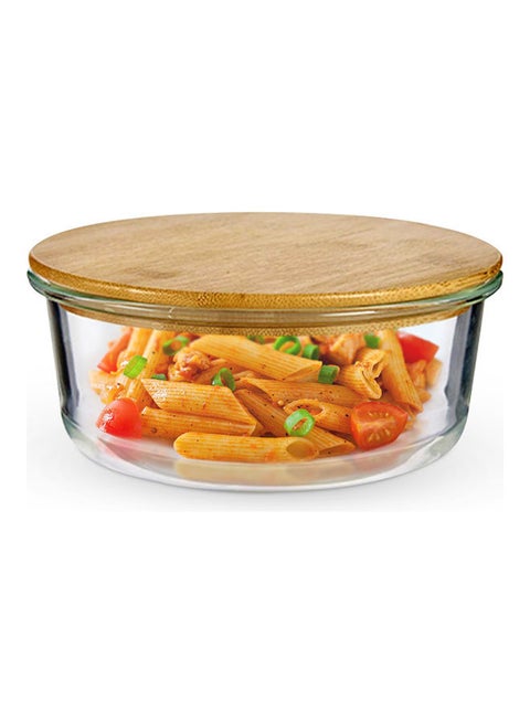 Rectangular Glass Food Container With Bamboo Lid Clear 950ml