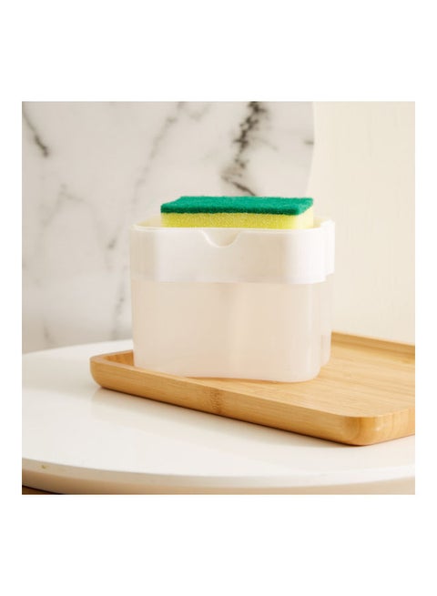 Mica 2-In-1 Soap Dispenser With Sponge White 14.5x10.7x9.5cm