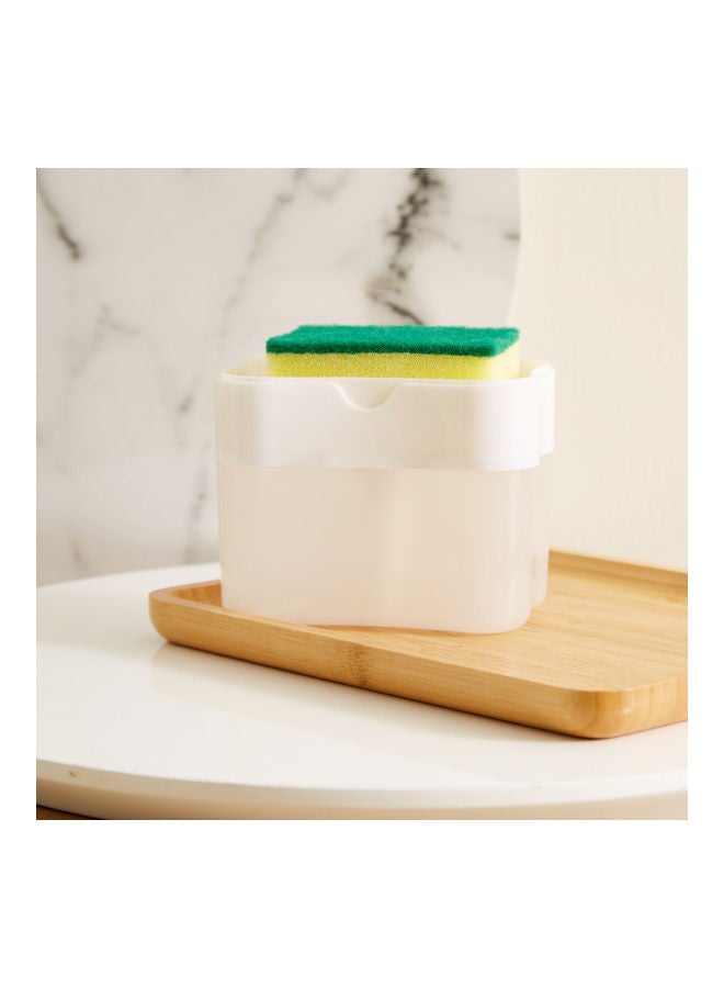 Home Box Mica 2-In-1 Soap Dispenser With Sponge White 14.5x10.7x9.5cm  - Image 1