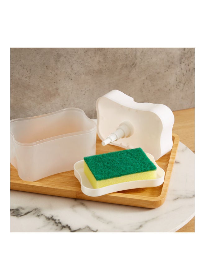Home Box Mica 2-In-1 Soap Dispenser With Sponge White 14.5x10.7x9.5cm  - Image 4