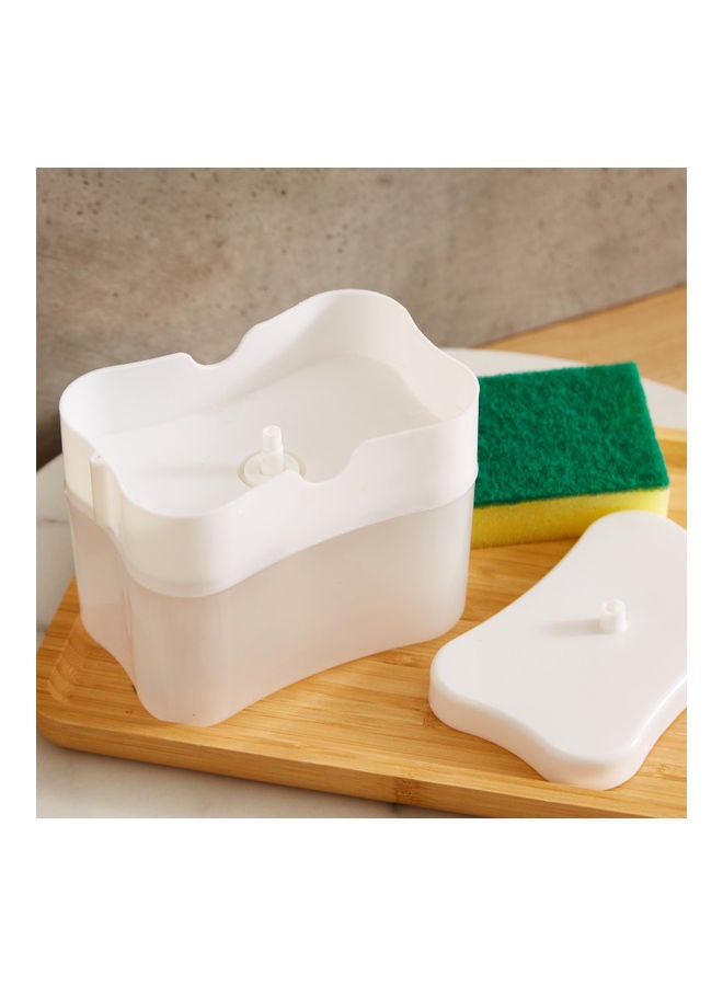 Home Box Mica 2-In-1 Soap Dispenser With Sponge White 14.5x10.7x9.5cm  - Image 3
