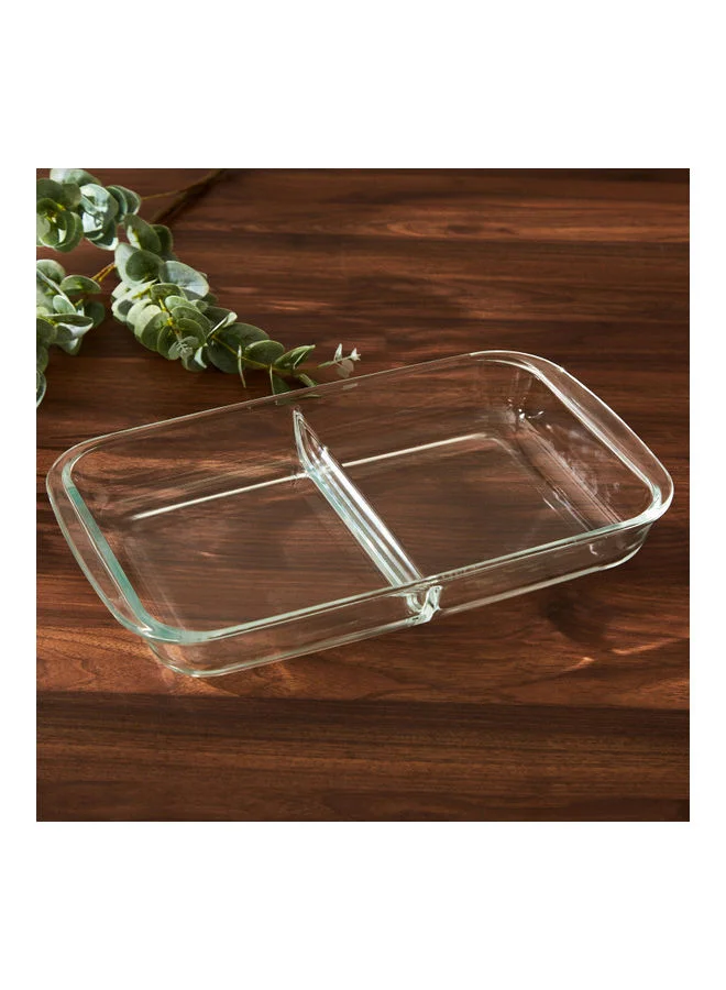 Home Box 2-Compartment Bakeology Rectangular Baking Dish Clear 39.4x23.7x5cm
