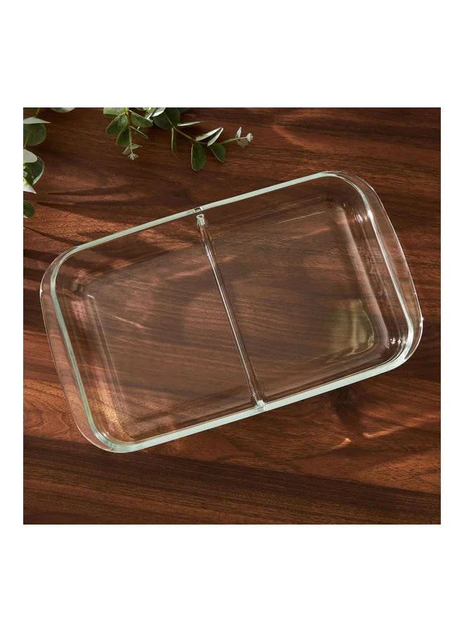 Home Box 2-Compartment Bakeology Rectangular Baking Dish Clear 39.4x23.7x5cm