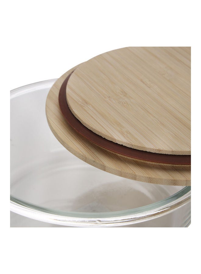 Rectangular Glass Food Container With Bamboo Lid Clear 650ml