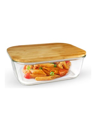 Rectangular Glass Food Container With Bamboo Lid Clear 1050ml - v1641298174/N52349594A_1