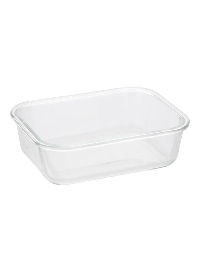 Rectangular Glass Food Container With Bamboo Lid Clear 1050ml