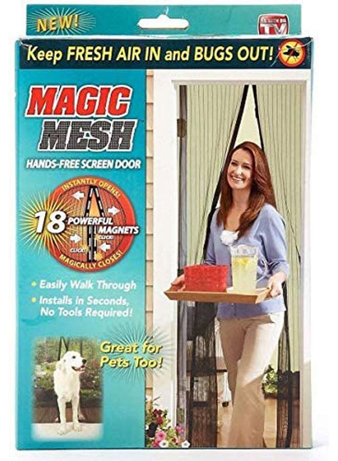 Screen Door Curtain Magic Mesh Hands Net Magnetic Anti Mosquito Bug Divider Curtain Black 284grams