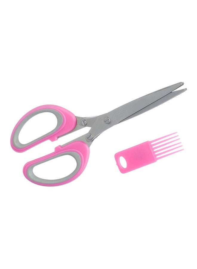 أم تي Stainless Steel 5 Blade Kitchen Scissors With Plastic Handle Pink - Image 2