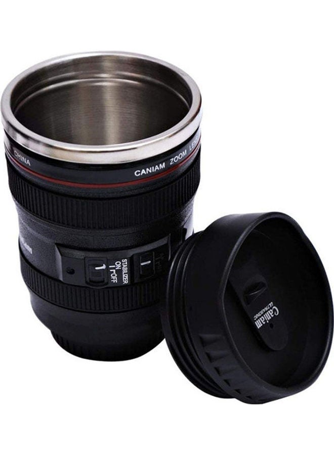 Caniam Metal And Plastic Camera Lens With Cover Coffee Mug Black  - Image 2