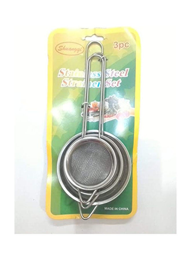 Generic - Tea Strainer Set Of 3 Pcs Different Sizes Silver - Image 1