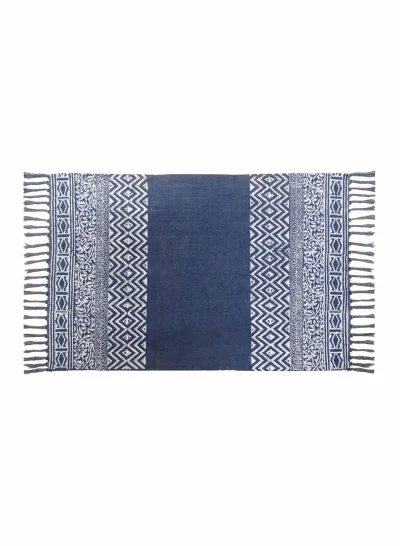 Noon East Bath Mat - 60X90 Cm - 100% Cotton - Indigo Color - Bathroom Mat Soft And Cushion Indigo 60 x 90cm