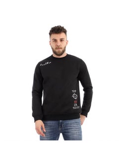 Round Melton Sweatshirt Printed Watch Black