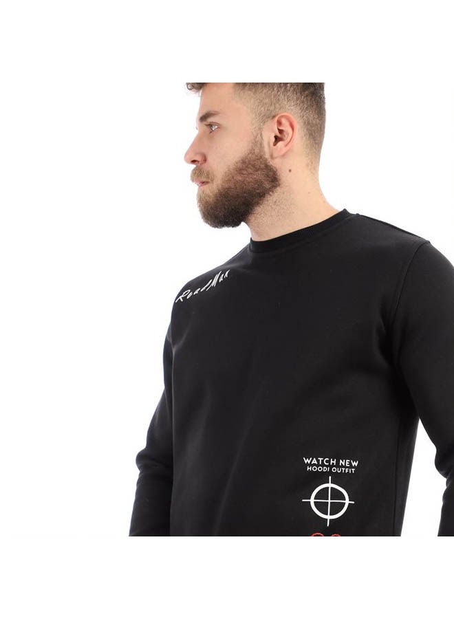 Caesar - Round Melton Sweatshirt Printed Watch Black - Image 1