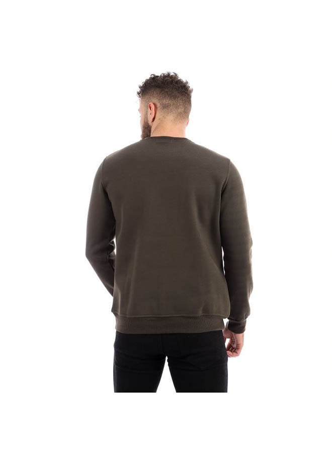 Caesar Round Melton Sweatshirt Printed Watch Dark Green  - Image 3