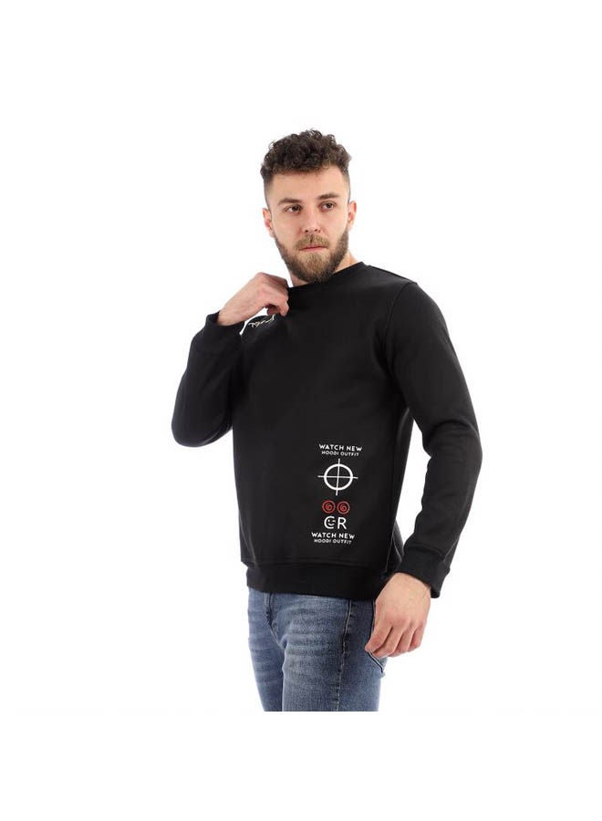 Caesar - Round Melton Sweatshirt Printed Watch Black - Image 1