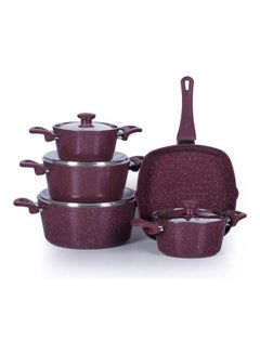 Top Chef Granite 9Pieces Set Burgundy 9 pieces set (pot18/20/24/28/Grill28)cm  - Image 1