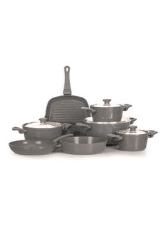 Top Chef Granite 11 Pieces Set Gray (Pot 18/20/ 24/28 / Frying Pan 26-22 / Oven Tray 30 / Grill 28)cm  - Image 1