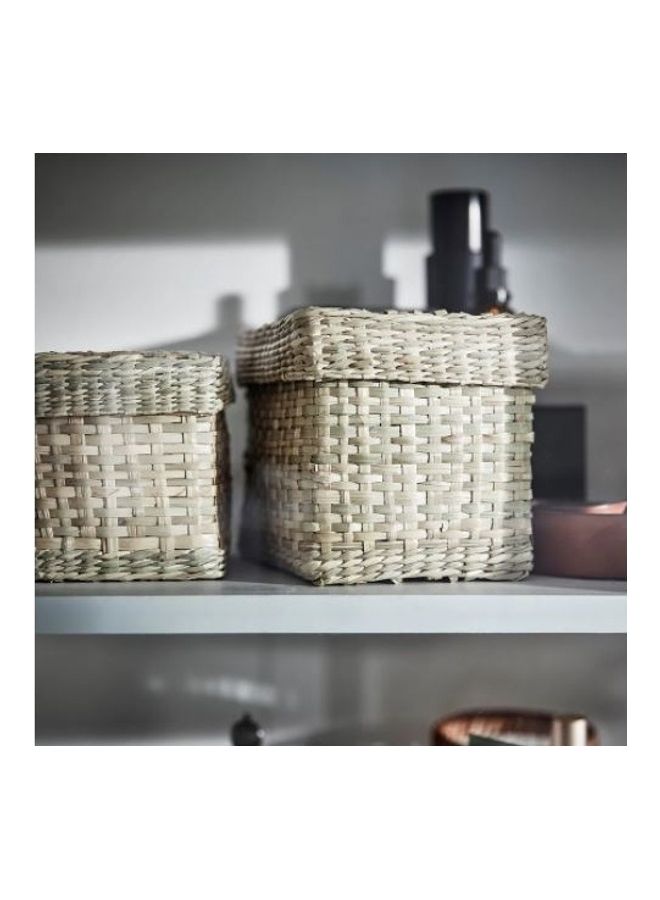 2-Piece Seagrass Lurpassa Box with Lid Beige 17.5 x 12.5 x 12cm - Image 3