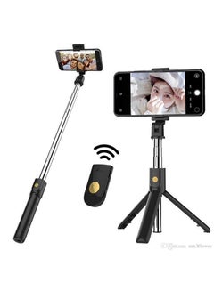 5-Section Extendable Mini Selfie Stick/Tripod Stand With Remote Black