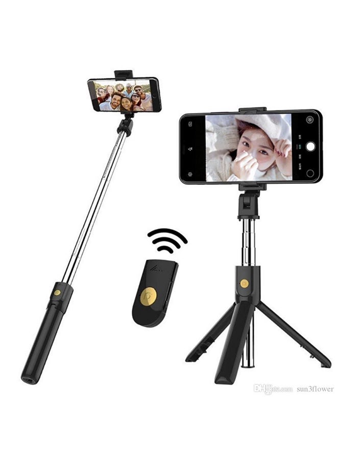 Generic - 5-Section Extendable Mini Selfie Stick/Tripod Stand With Remote Black - Image 1