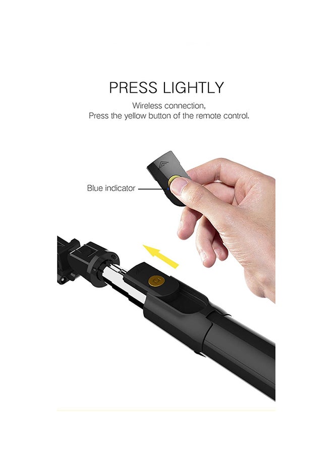 Generic - 5-Section Extendable Mini Selfie Stick/Tripod Stand With Remote Black - Image 1