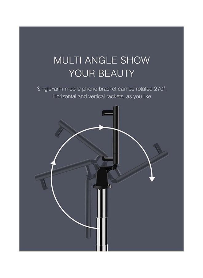 Generic - 5-Section Extendable Mini Selfie Stick/Tripod Stand With Remote Black - Image 1