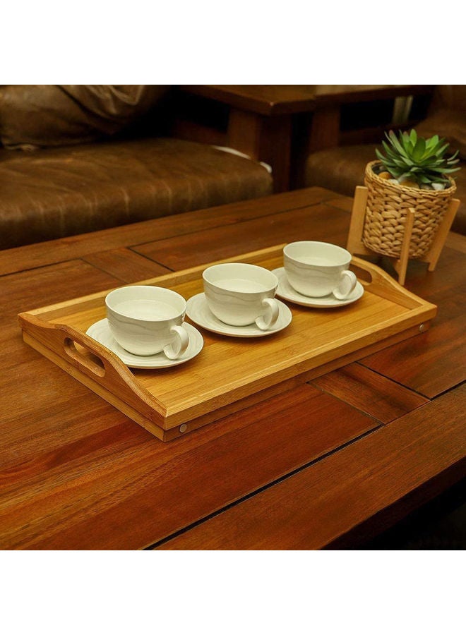 LINGWEI - 3-Piece Folding Bamboo Table Trays Beige 60x30x20cm - Image 1