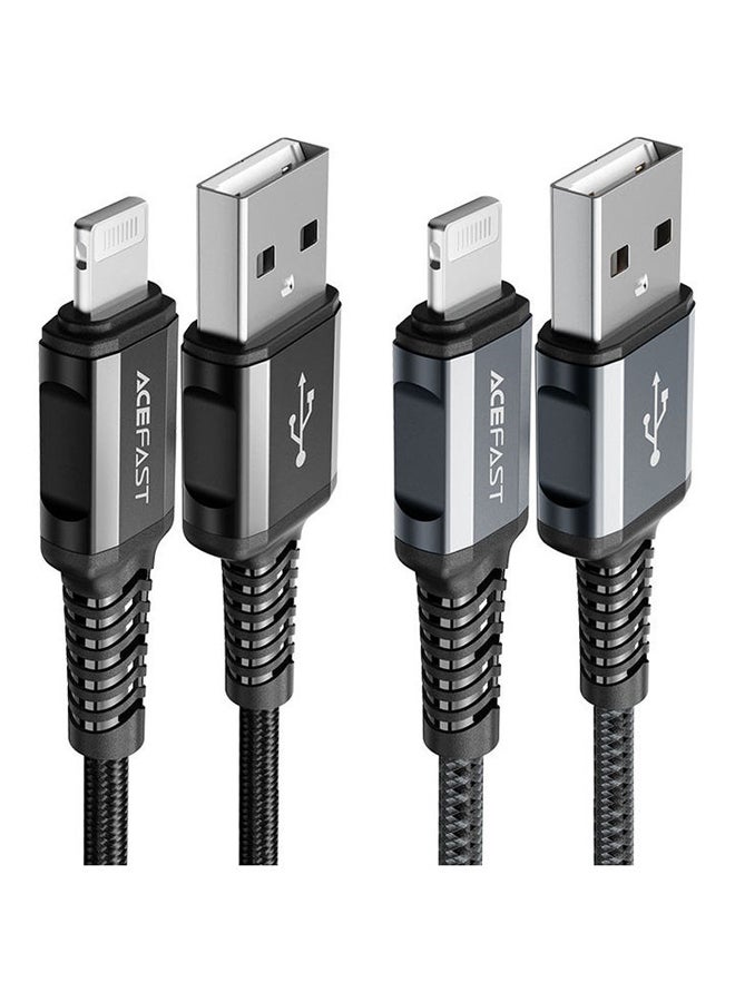 أسيفاست كابل شحن ونقل بيانات C1-02 من USB-A إلى لايتنينج، مصنوع من سبيكة الألومنيوم. رمادي. - Image 3