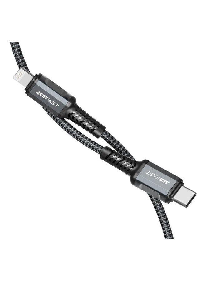 أسيفاست كابل شحن ونقل بيانات C1-01 من منفذ USB-C إلى منفذ لايتنينج، مصنوع من سبيكة الألومنيوم. رمادي. - Image 1