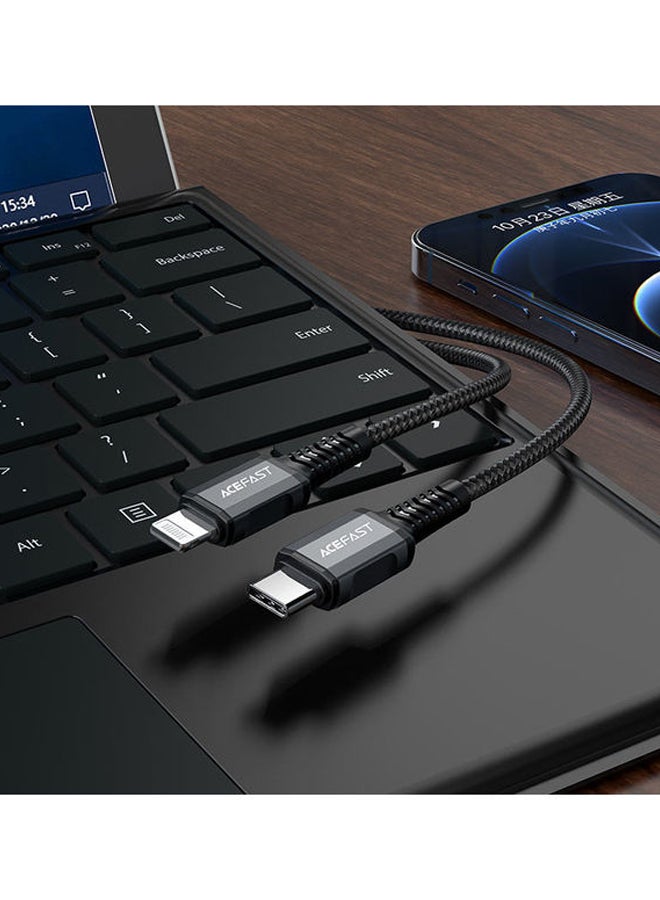 أسيفاست كابل شحن ونقل بيانات C1-01 من منفذ USB-C إلى منفذ لايتنينج، مصنوع من سبيكة الألومنيوم. رمادي. - Image 2