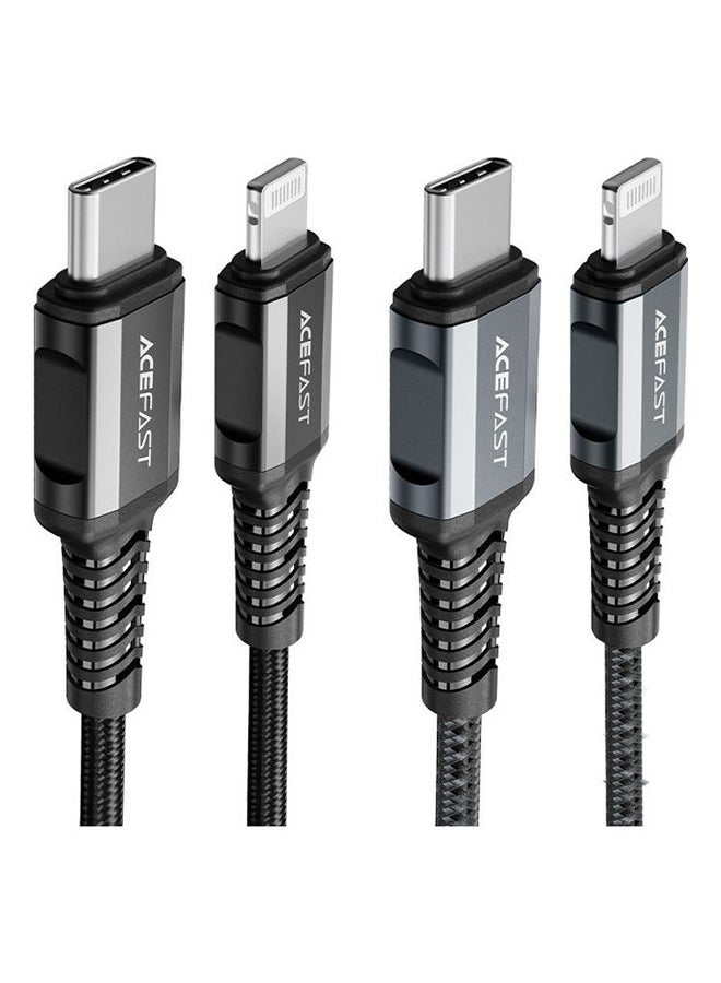 أسيفاست كابل شحن ونقل بيانات C1-01 من منفذ USB-C إلى منفذ لايتنينج، مصنوع من سبيكة الألومنيوم. رمادي. - Image 3