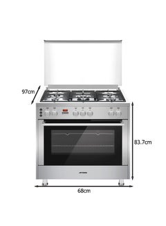AFTRON 5 Burners Gas Cooker AFPGR9560SSD Silver  - Image 2